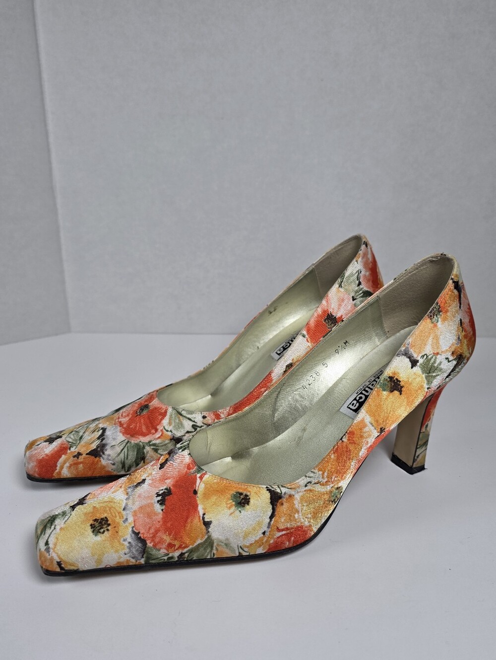 Costa Blanca Floral Square Toe Block Heel Shoes